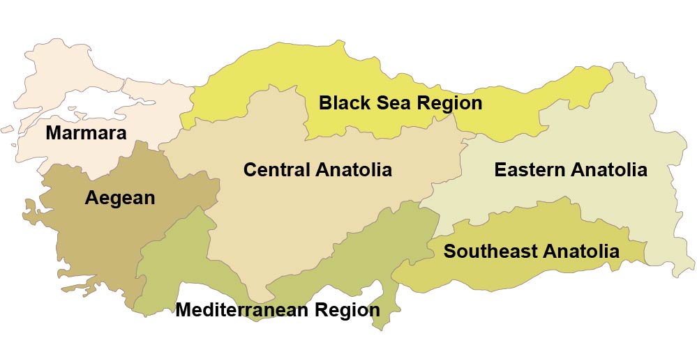 トルコの地域地図