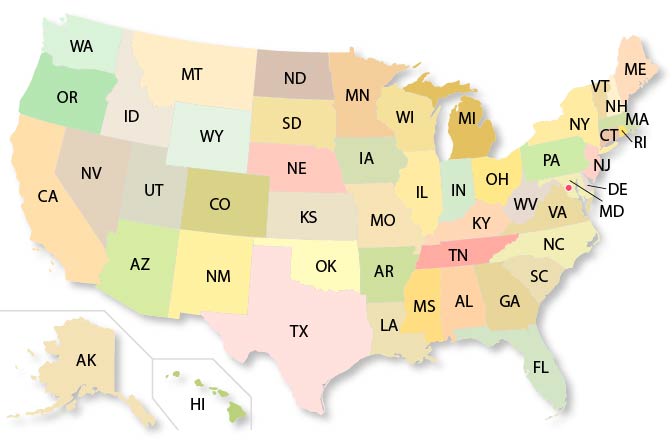 Usa Map With State Names And Abbreviations