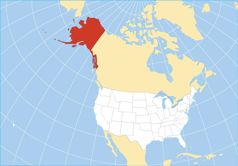 Location map of Alaska state USA