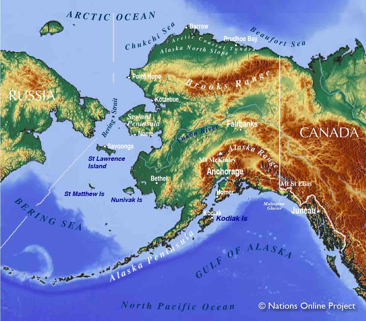 Map of Alaska State, USA - Nations Online Project