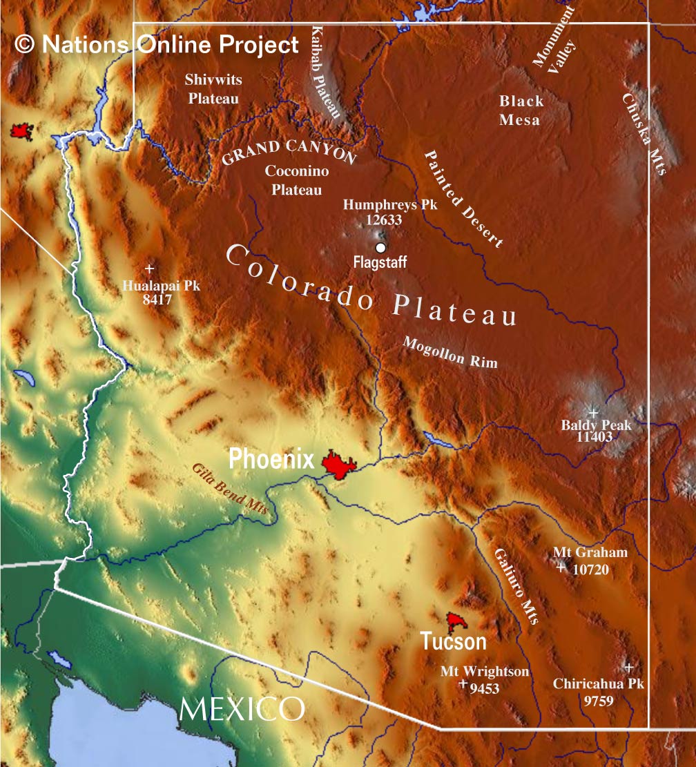 Arizona Map With Weather Temperatures