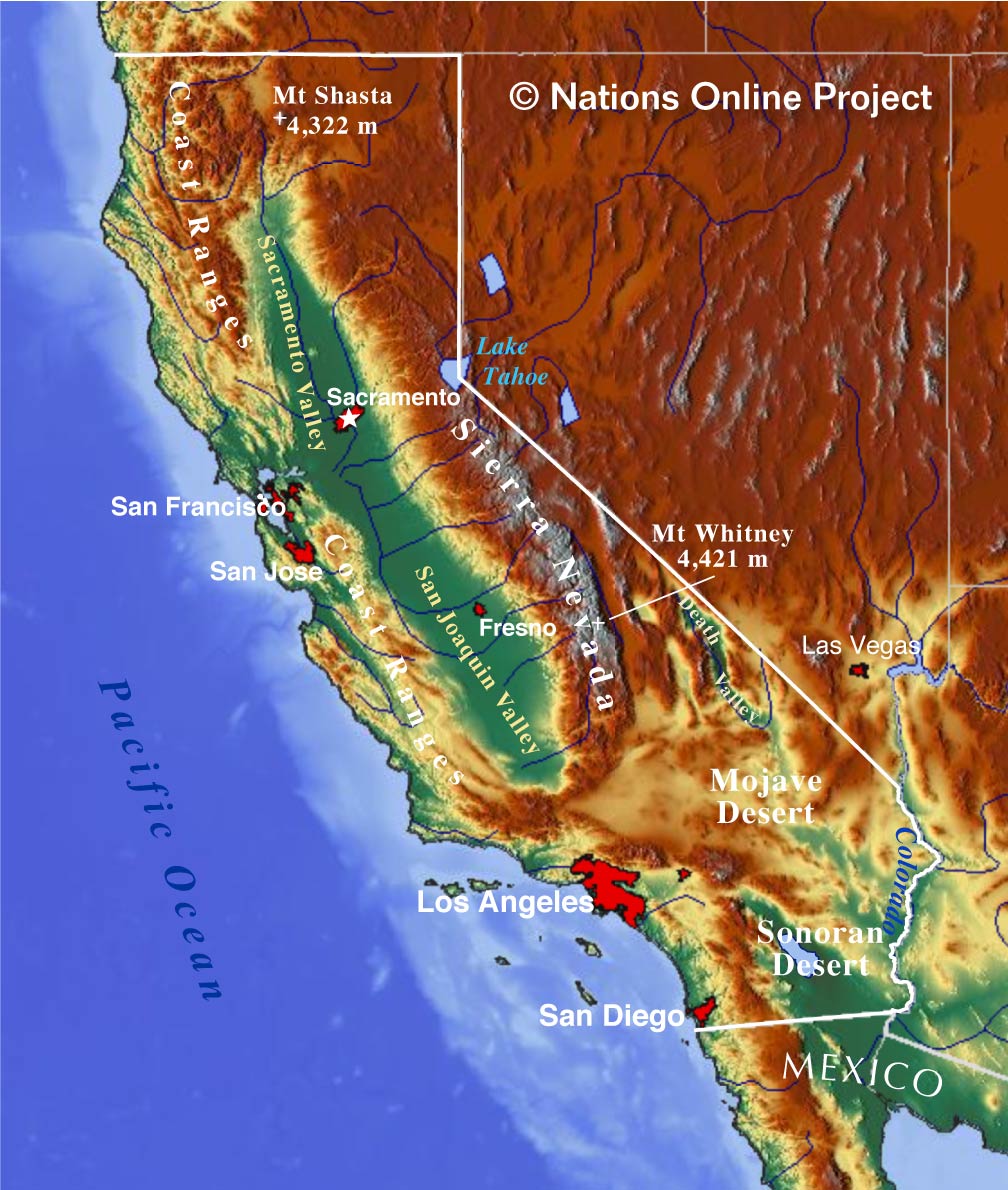 Map Of California State Usa Nations Online Project