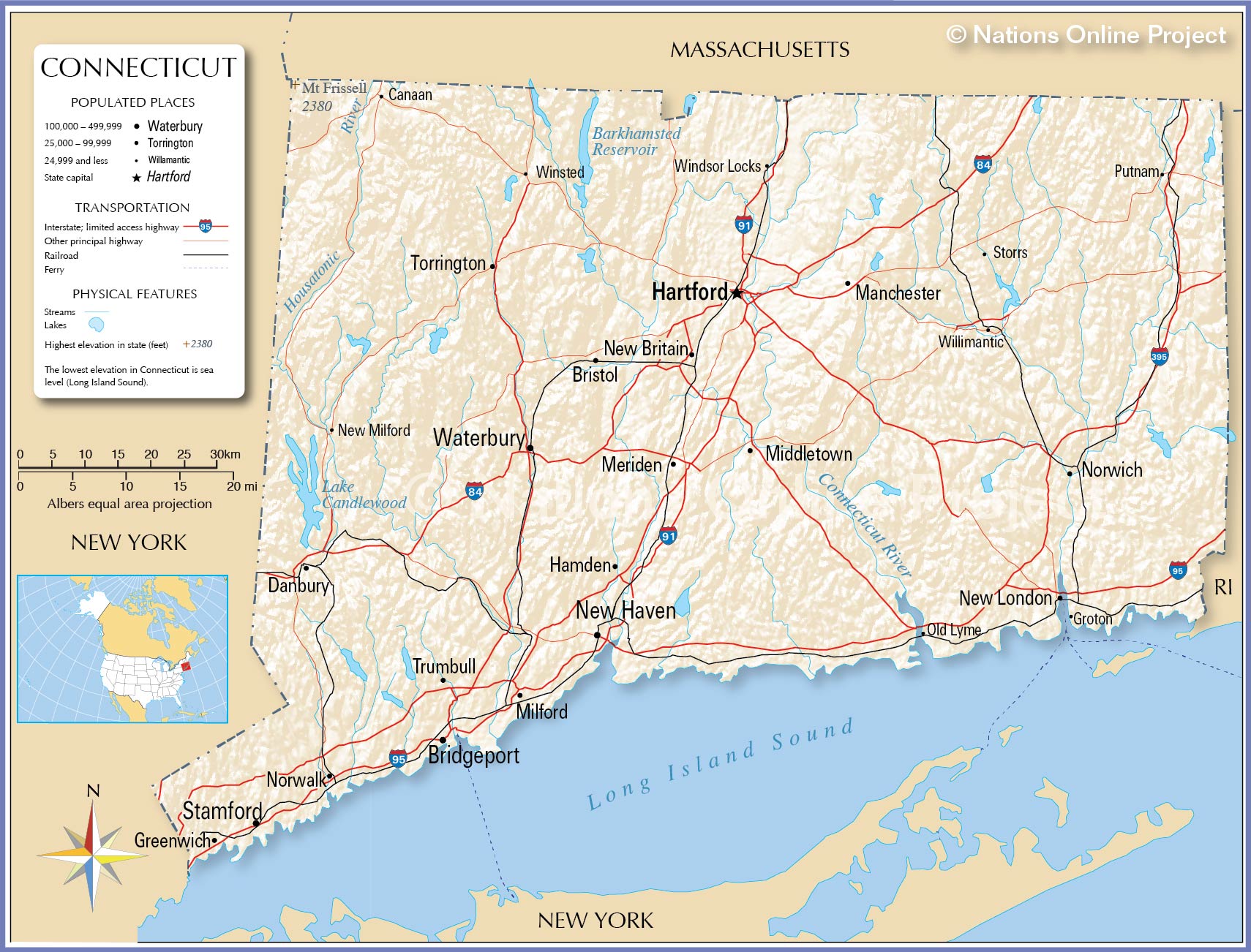 Printable Map Of Connecticut Towns