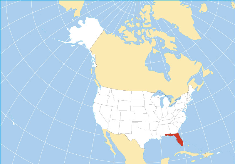 Location map of Florida state USA