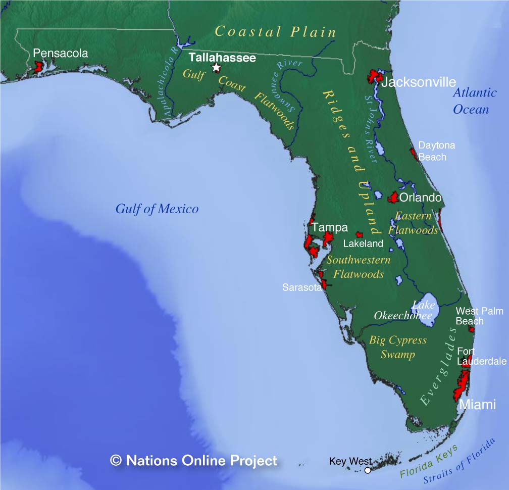 show me map of florida Map Of Florida State Usa Nations Online Project show me map of florida