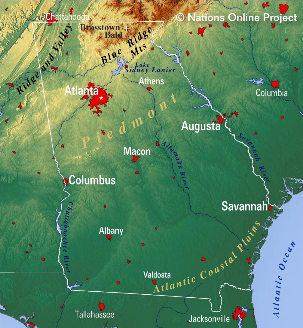 north georgia map mountain map Map Of The State Of Georgia Usa Nations Online Project north georgia map mountain map