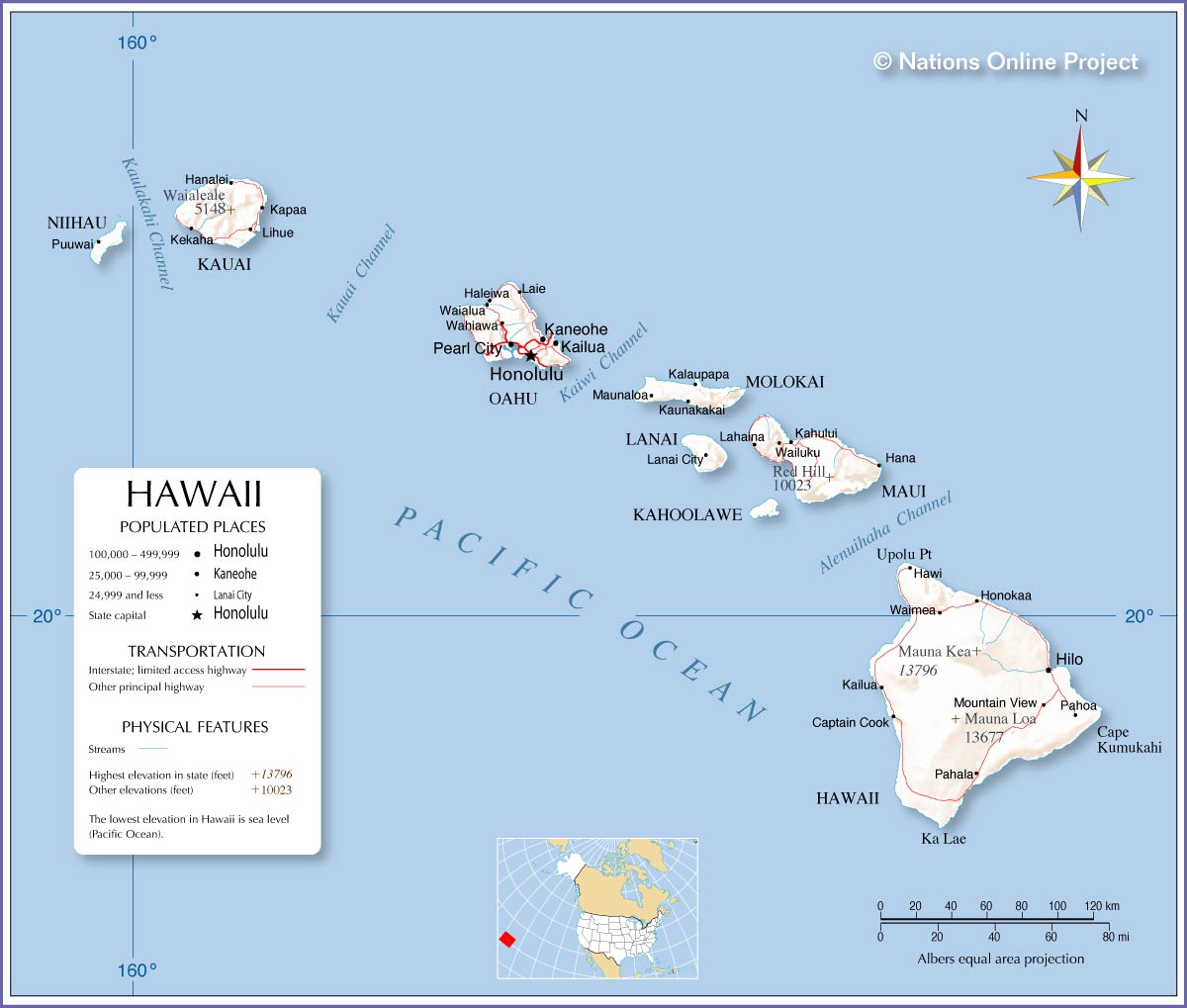 Map of the State of Hawaii, USA - Nations Online Project