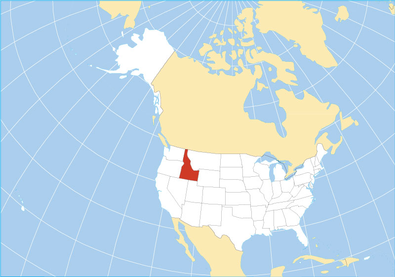 Location map of Idaho state USA