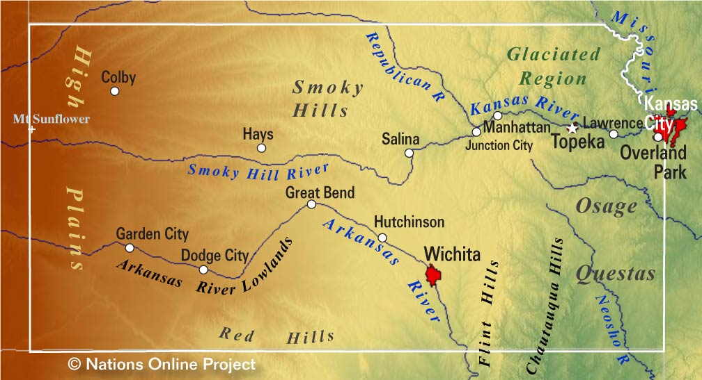 Topographical Map Of Kansas