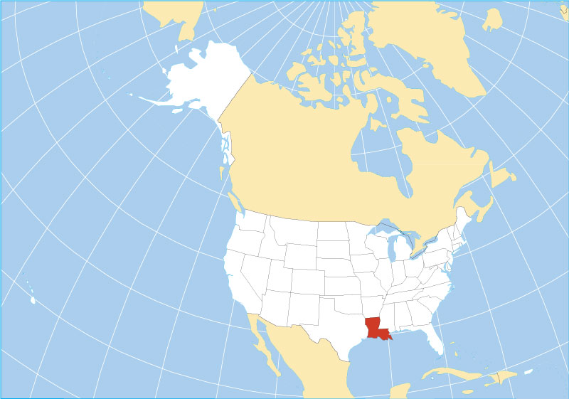 Location map of Louisiana state USA