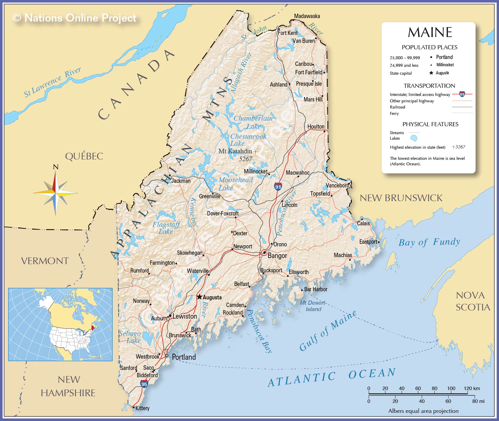 geographical map of maine