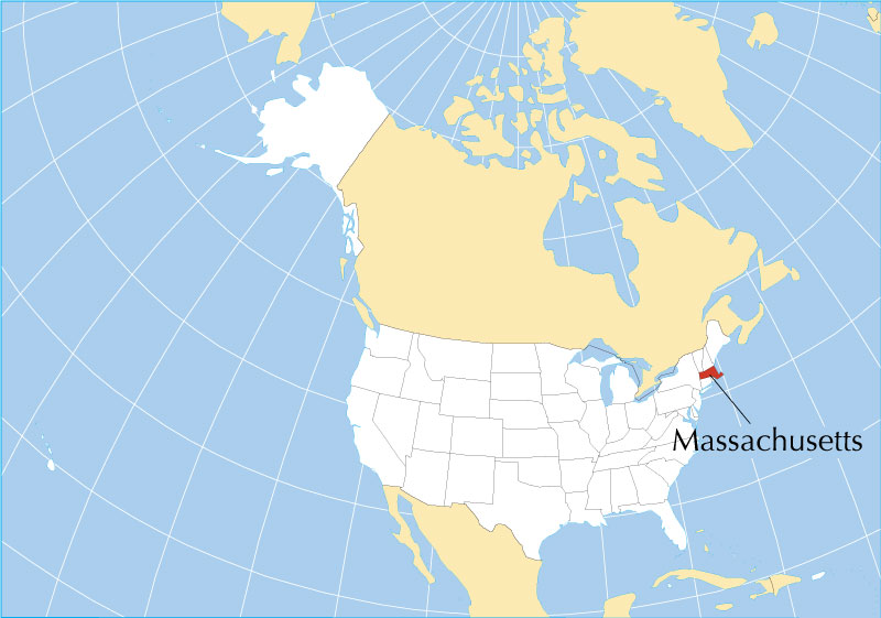 black and white political map of massachusetts