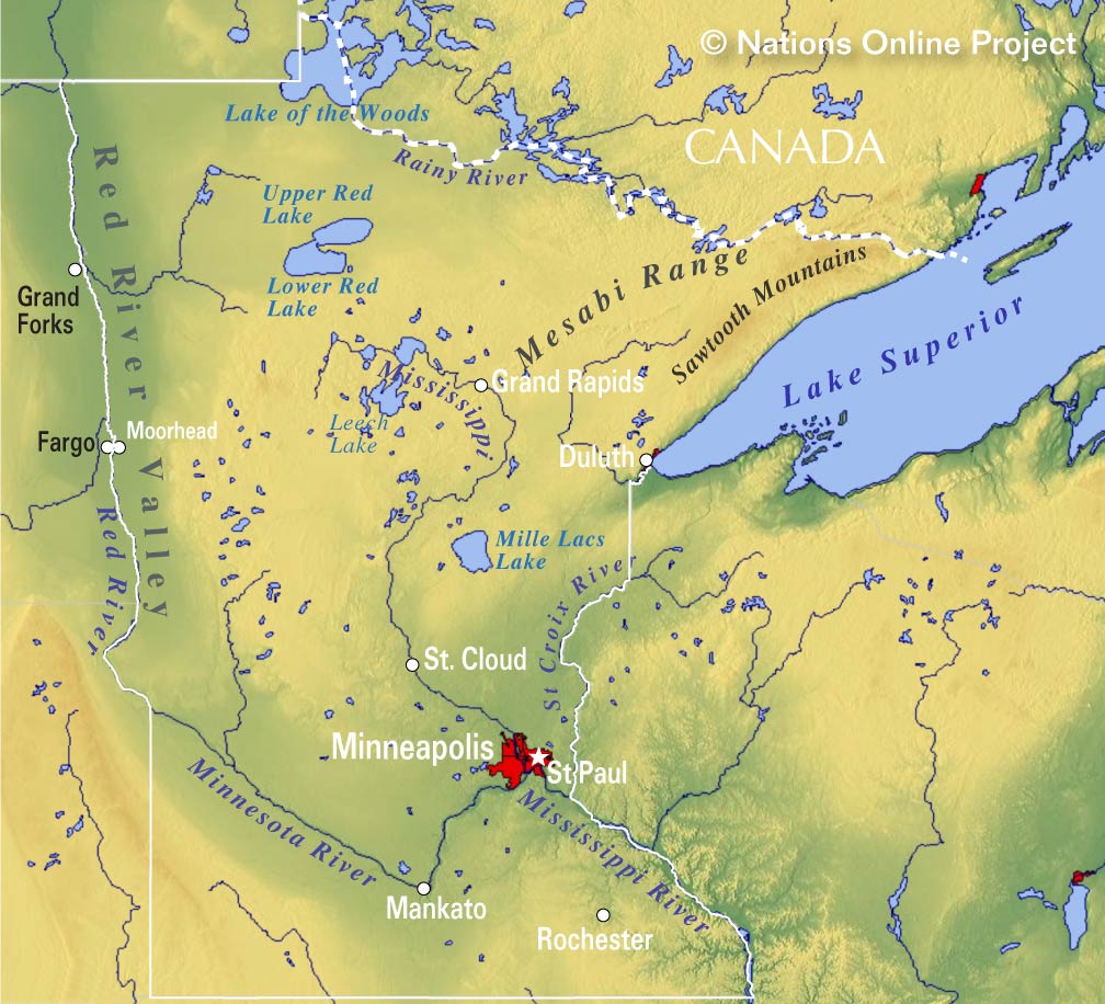 Map of the State of Minnesota, USA - Nations Online Project