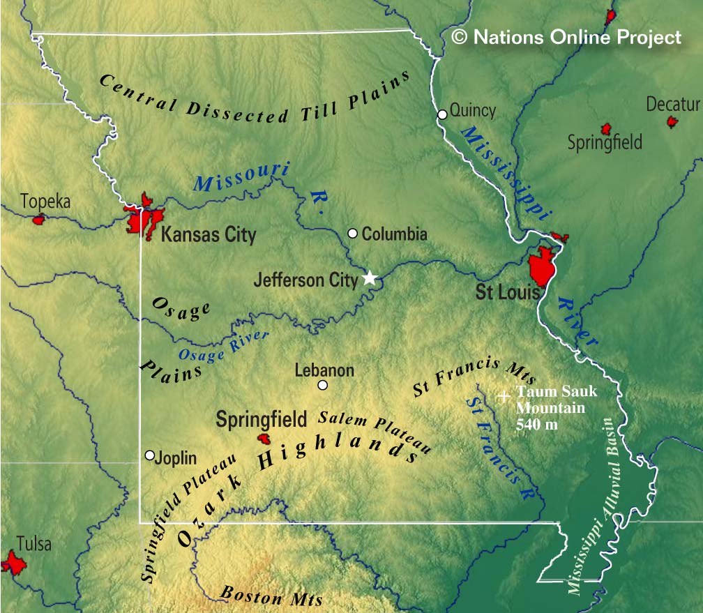 Map Of The State Of Missouri  Usa