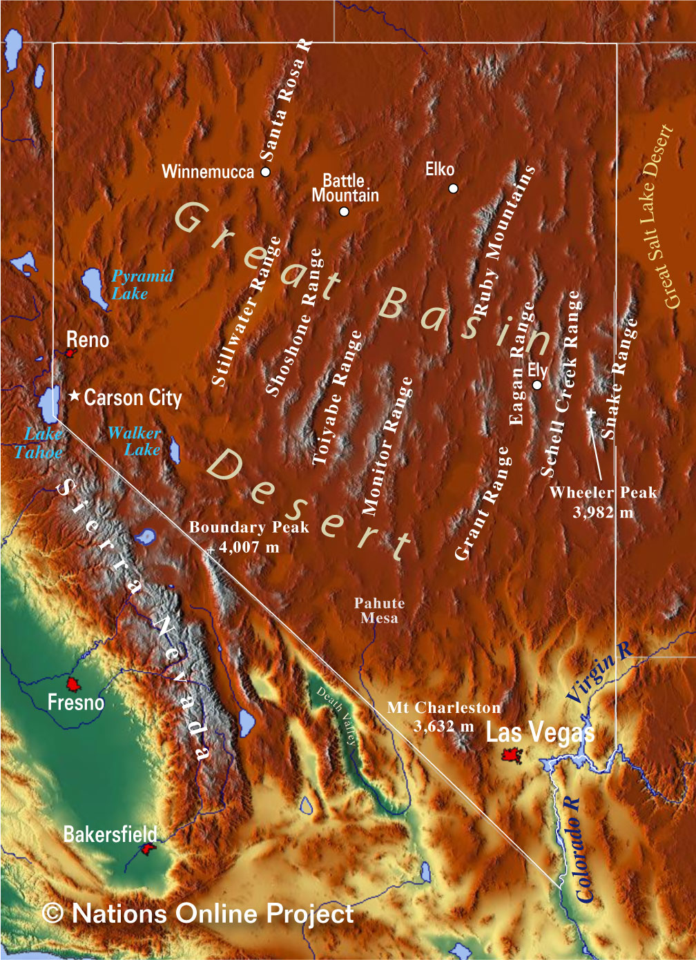 Map of Nevada State, USA - Nations Online Project