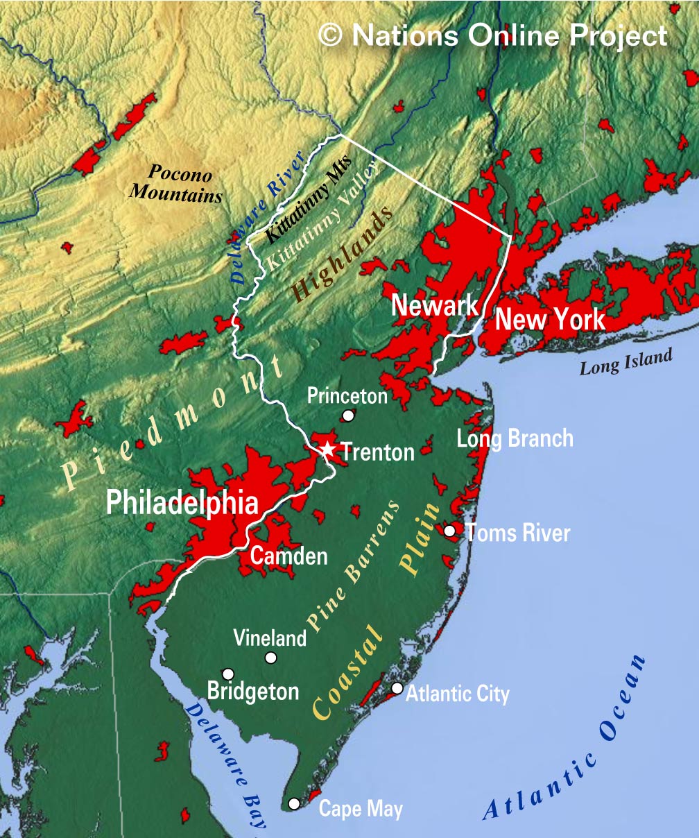 heerser sieraden Neuropathie Map of the State of New Jersey, USA - Nations Online Project
