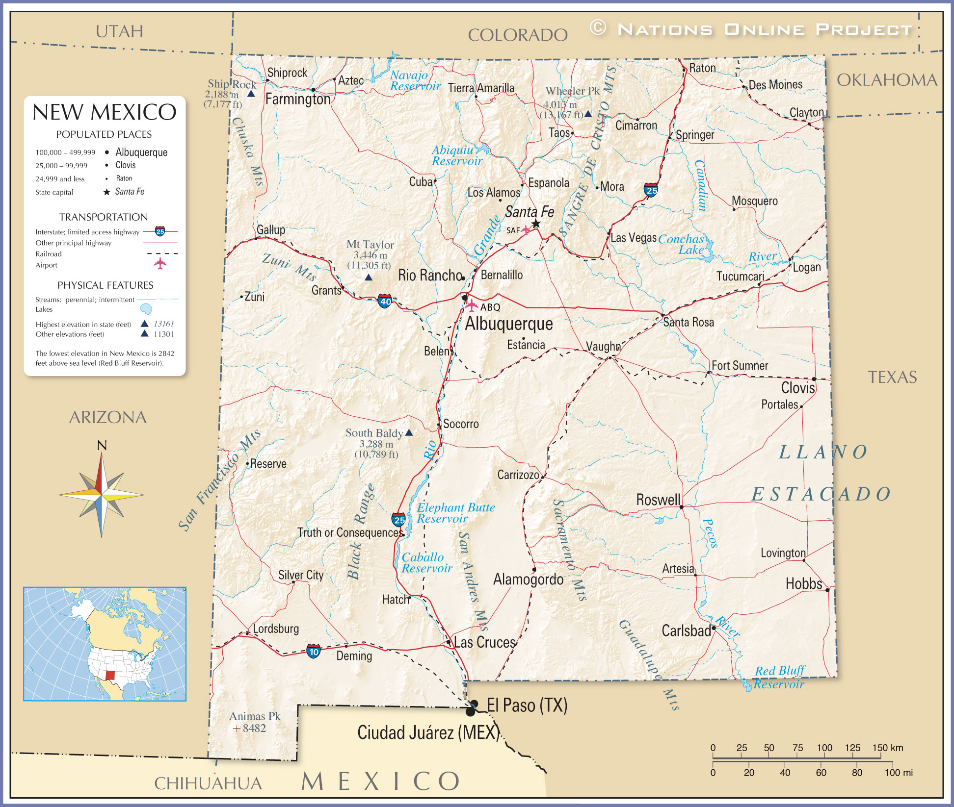 Reference Maps of New Mexico, USA - Nations Online Project