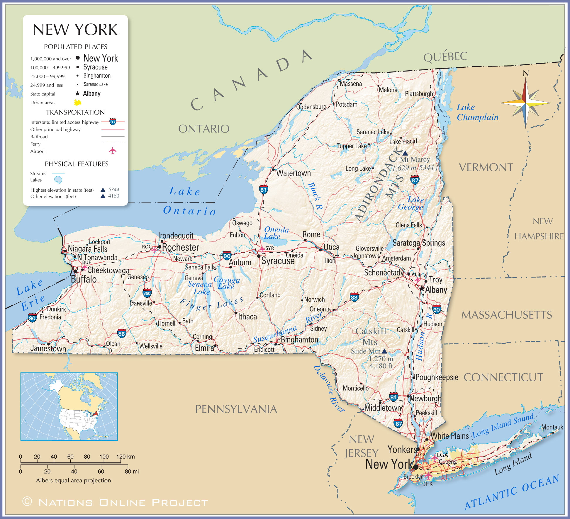 new york city is located in the southeastern part of new york state just east of new jersey