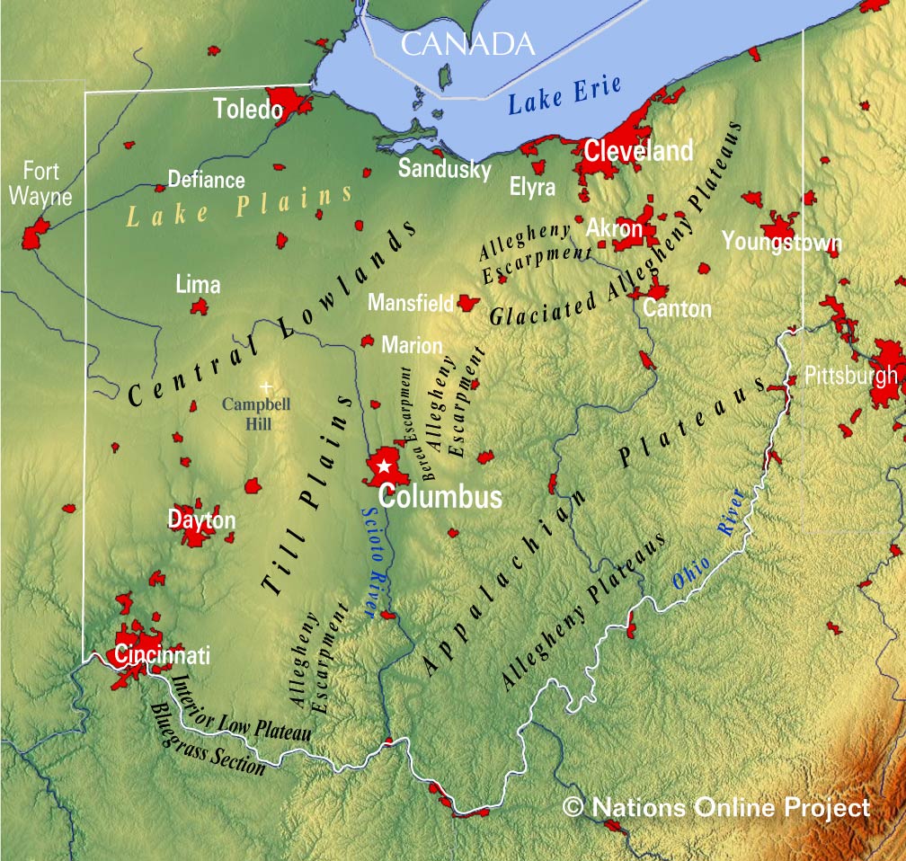 map of eastern indiana and western ohio Map Of Ohio State Usa Nations Online Project map of eastern indiana and western ohio