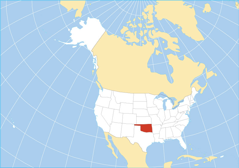Location map of Oklahoma state USA