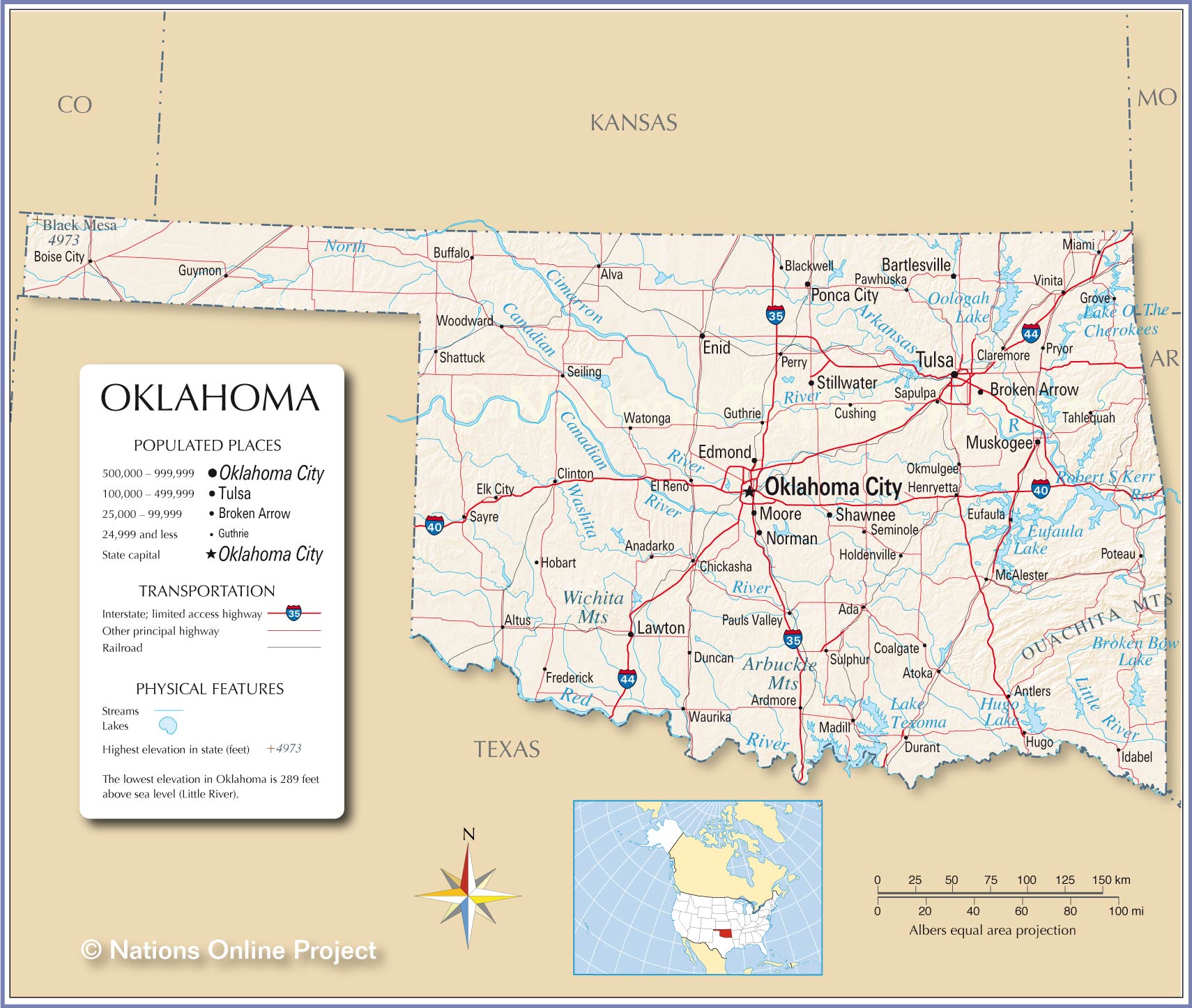 map of oklahoma towns and cities Map Of The State Of Oklahoma Usa Nations Online Project map of oklahoma towns and cities