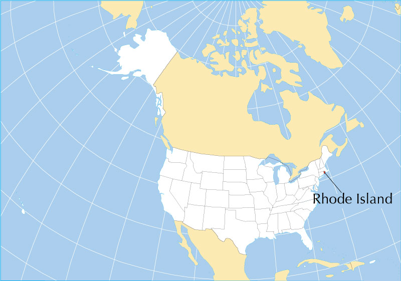 Location map of Rhode Island state USA