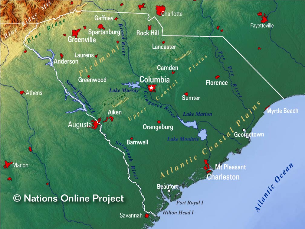 map of so carolina Map Of The State Of South Carolina Usa Nations Online Project map of so carolina