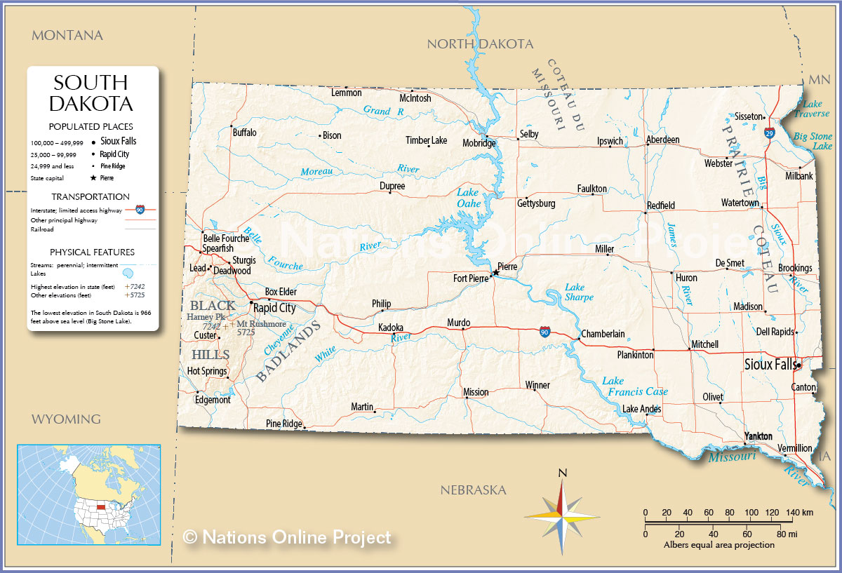 Reference Map of South Dakota