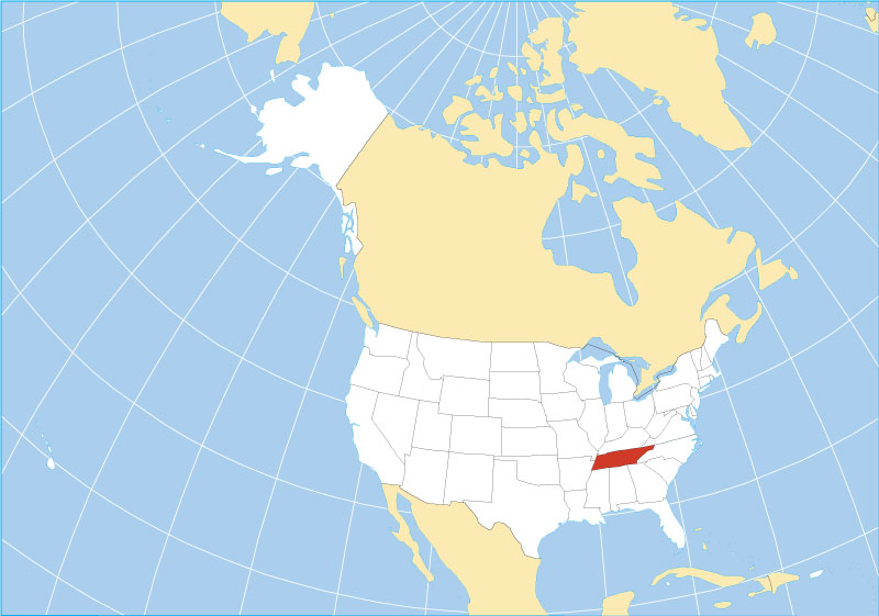 Location map of Tennessee in the United States