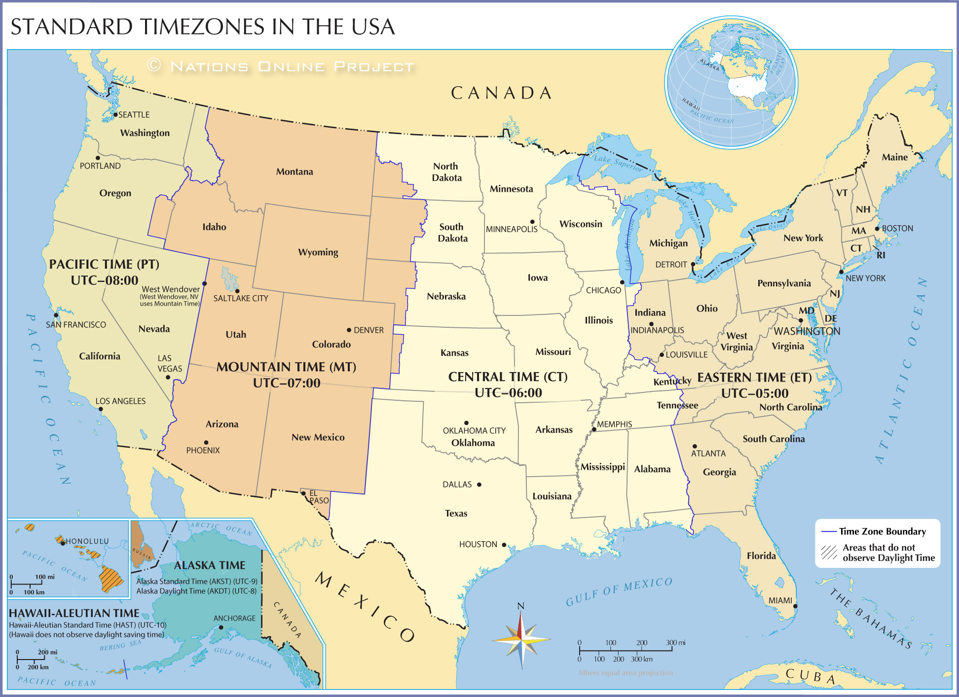 Daylight saving time and time zones in countries around the world