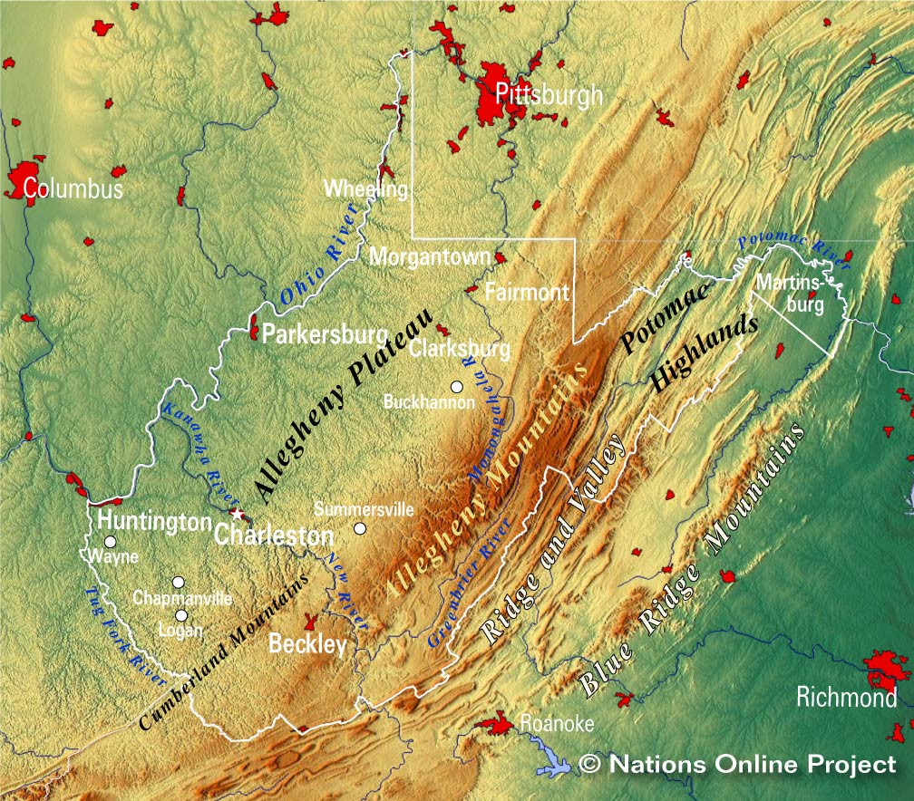 Map of the State of West Virginia, USA - Nations Online Project