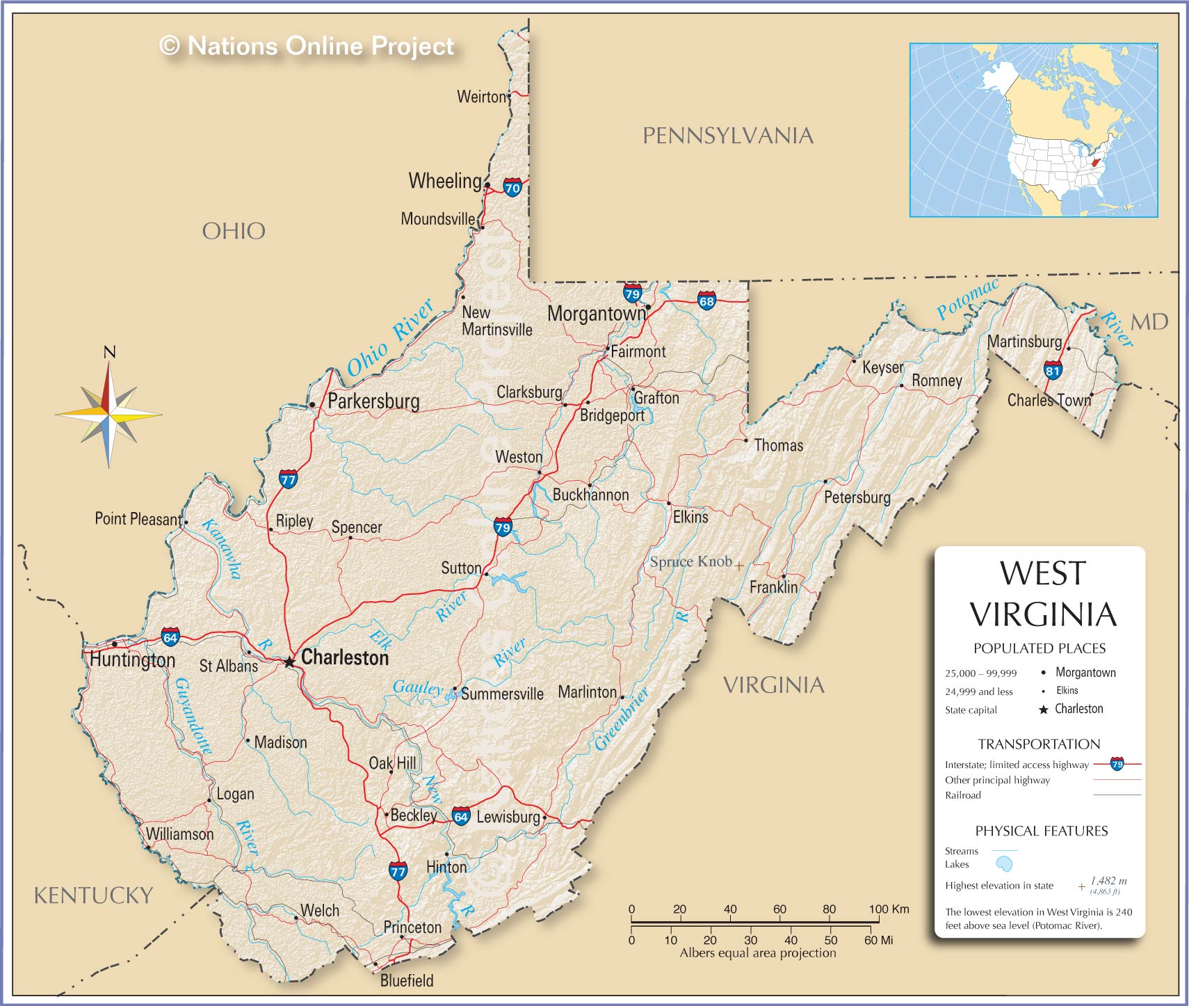 state of west virginia map Map Of The State Of West Virginia Usa Nations Online Project state of west virginia map