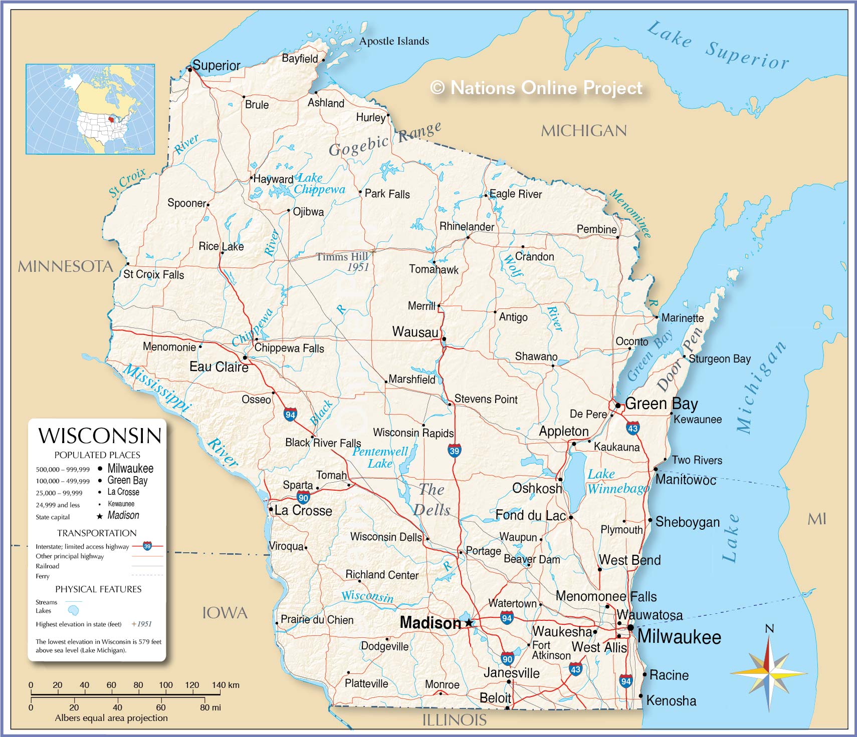 map of wisconsin cities and towns Map Of The State Of Wisconsin Usa Nations Online Project map of wisconsin cities and towns