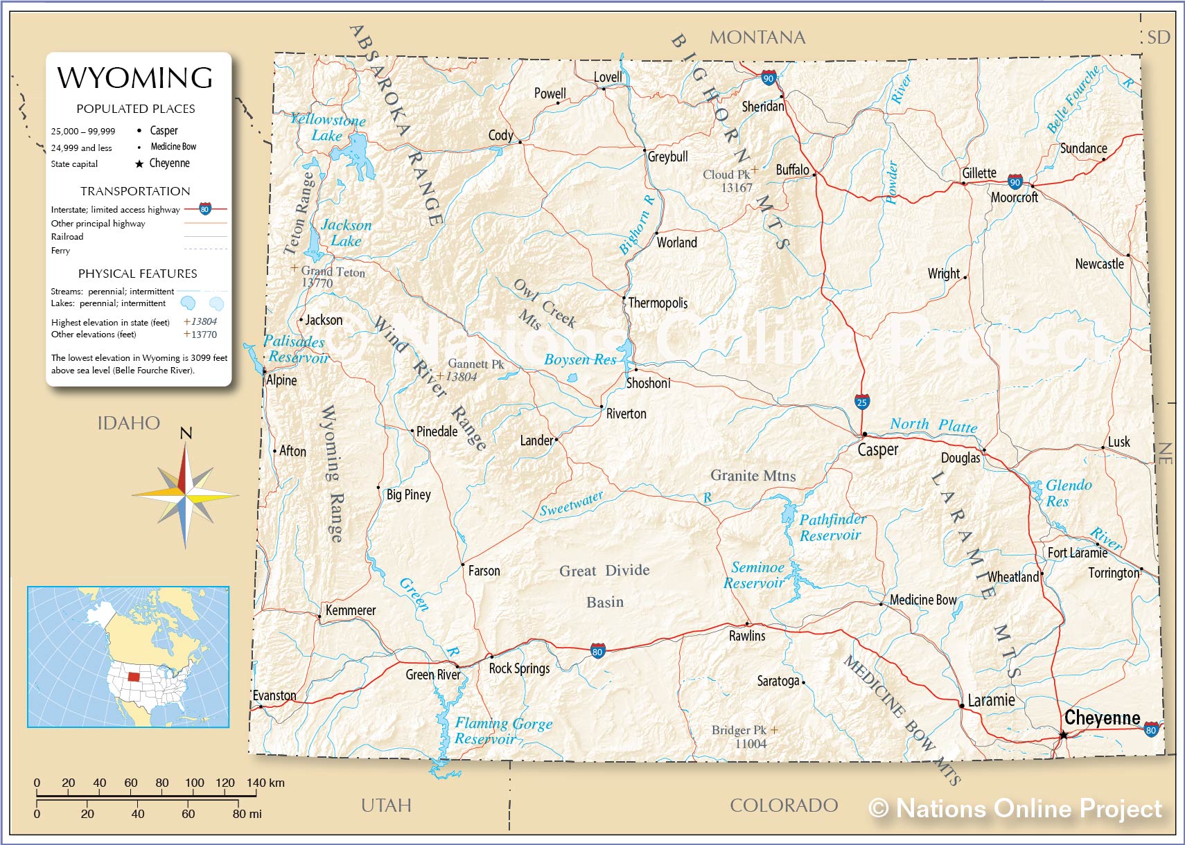 Cities In Wyoming Map Detailed Map