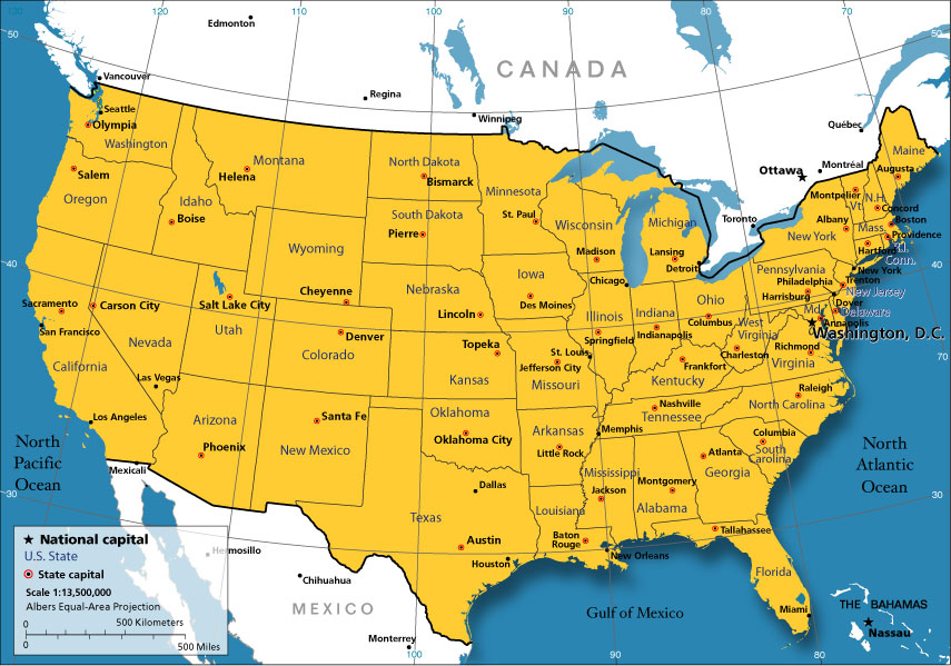 map of the us states with cities Political Map Of The Continental Us States Nations Online Project map of the us states with cities