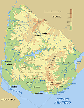 Uruguay relief map