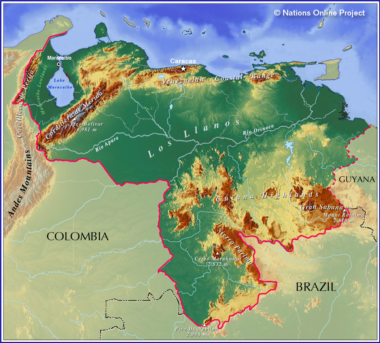 Venezuela relief map