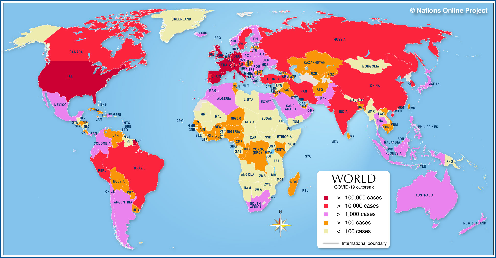 map of the world countries Worldmap Of Covid 19 2019 Ncov Novel Coronavirus Outbreak