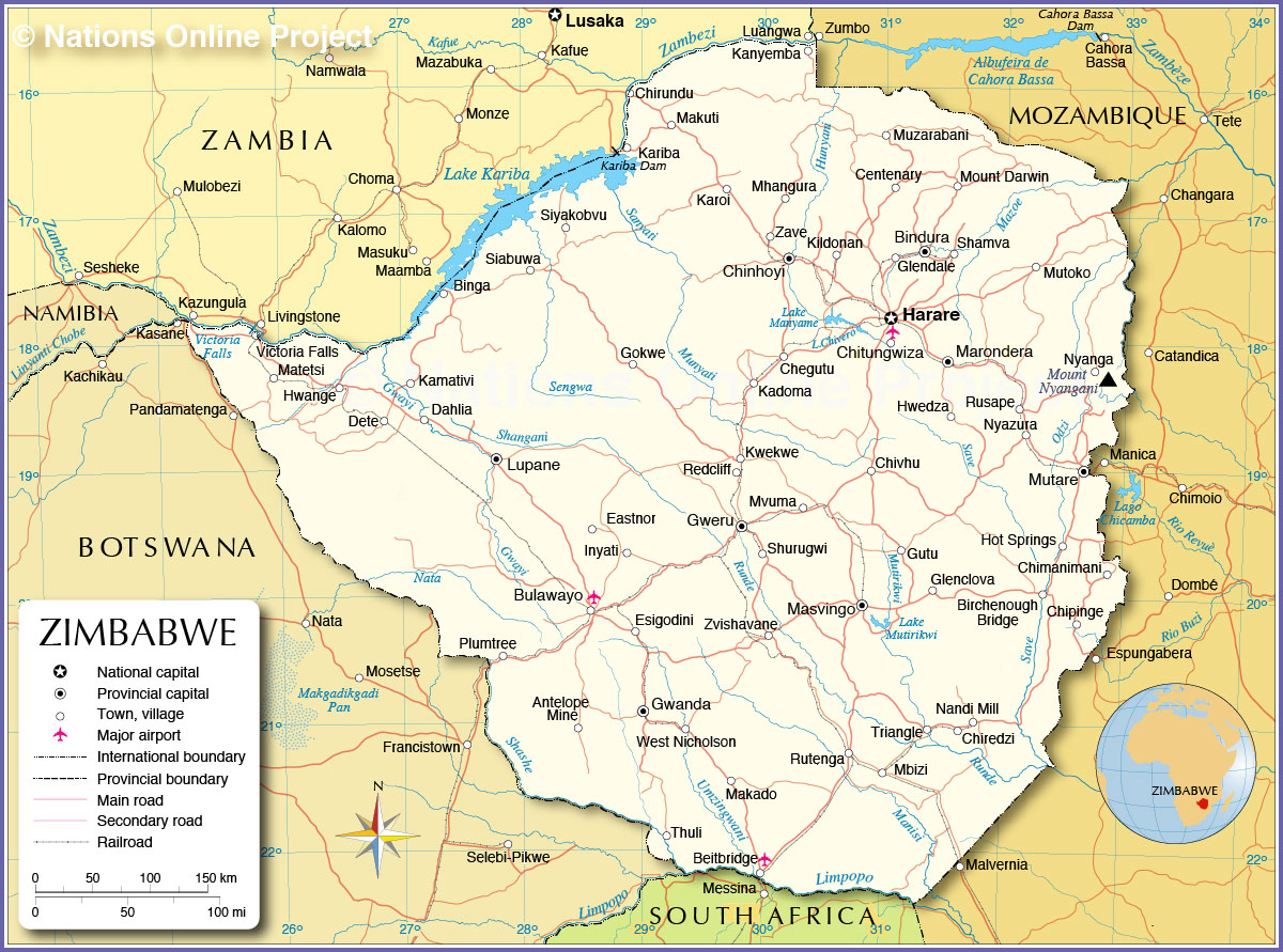 Administrative Map Of Zimbabwe Nations Online Project Administrative Map Of Zimbabwe Nations Online Project