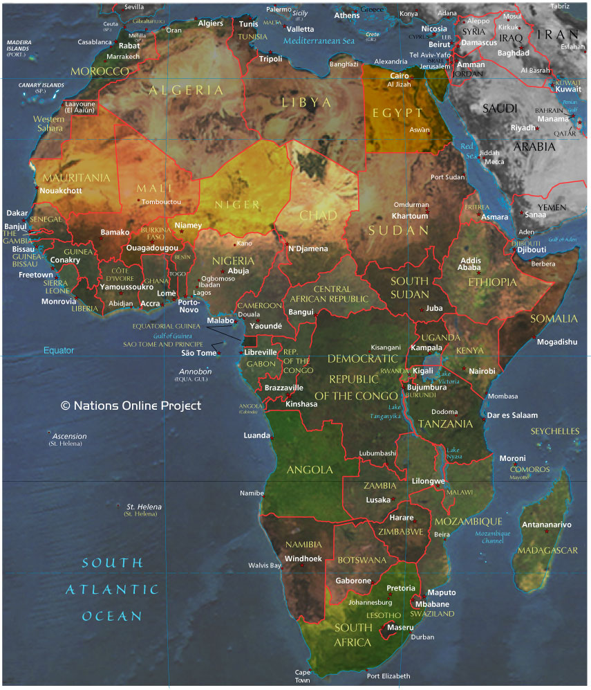 africa political map with capitals