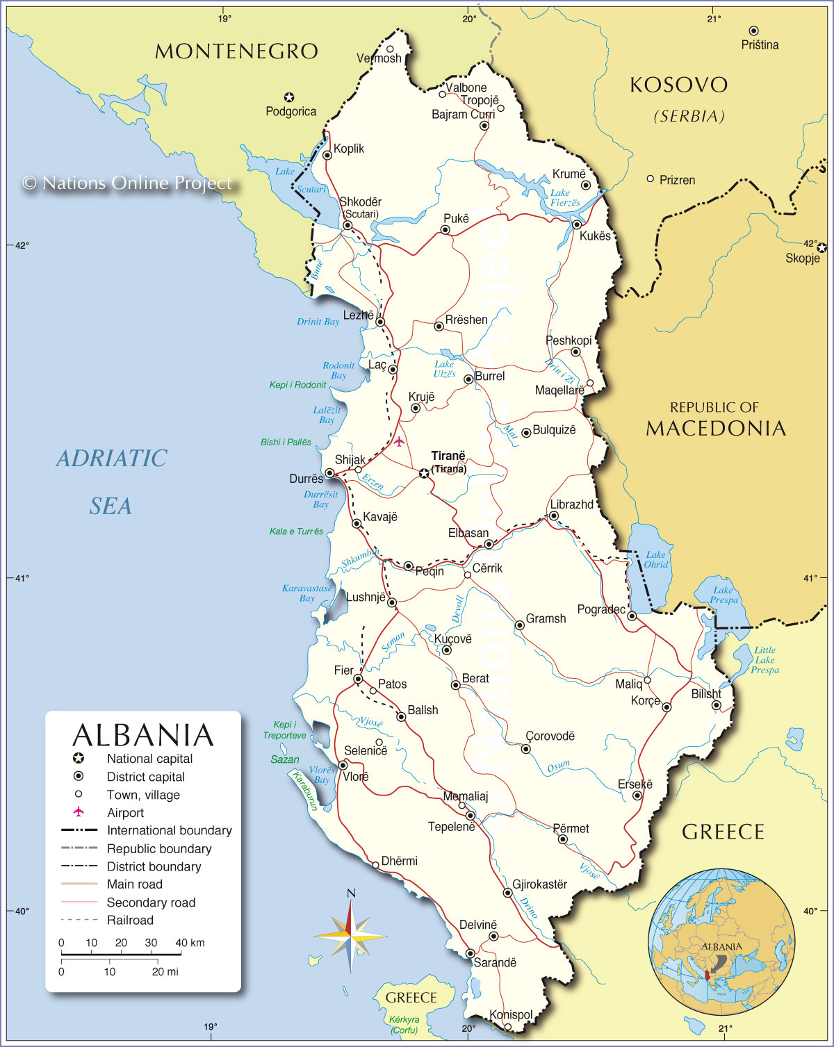 where is albania on the map Political Map Of Albania Nations Online Project where is albania on the map