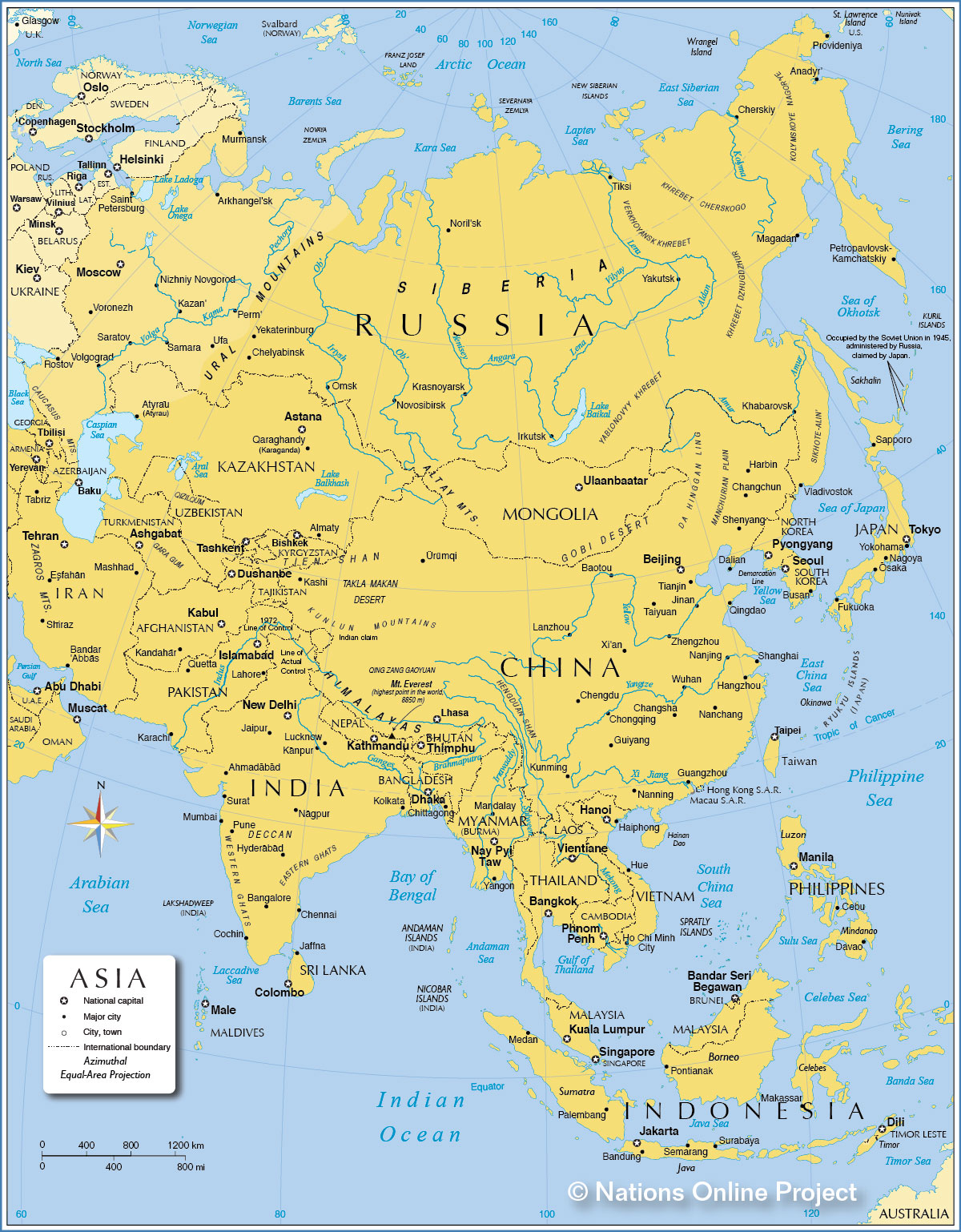 Map Of Continent Asia Nfszu Large Map Of Asia