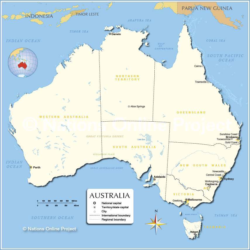 Administrative Map Of Australia 855px Nations Online Project