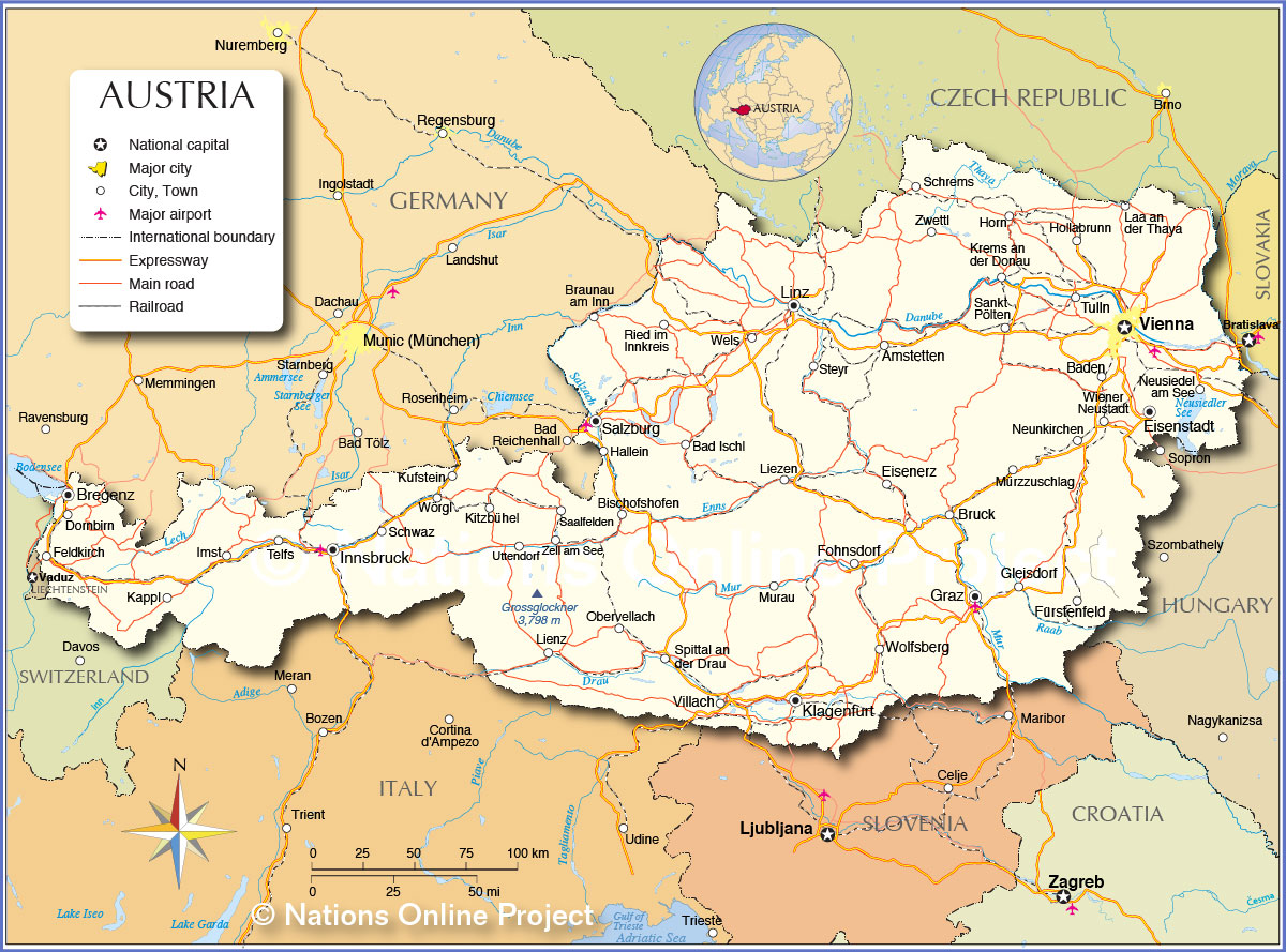 Political Map Of Austria Nations Online Project Political Map Of Austria Nations Online Project
