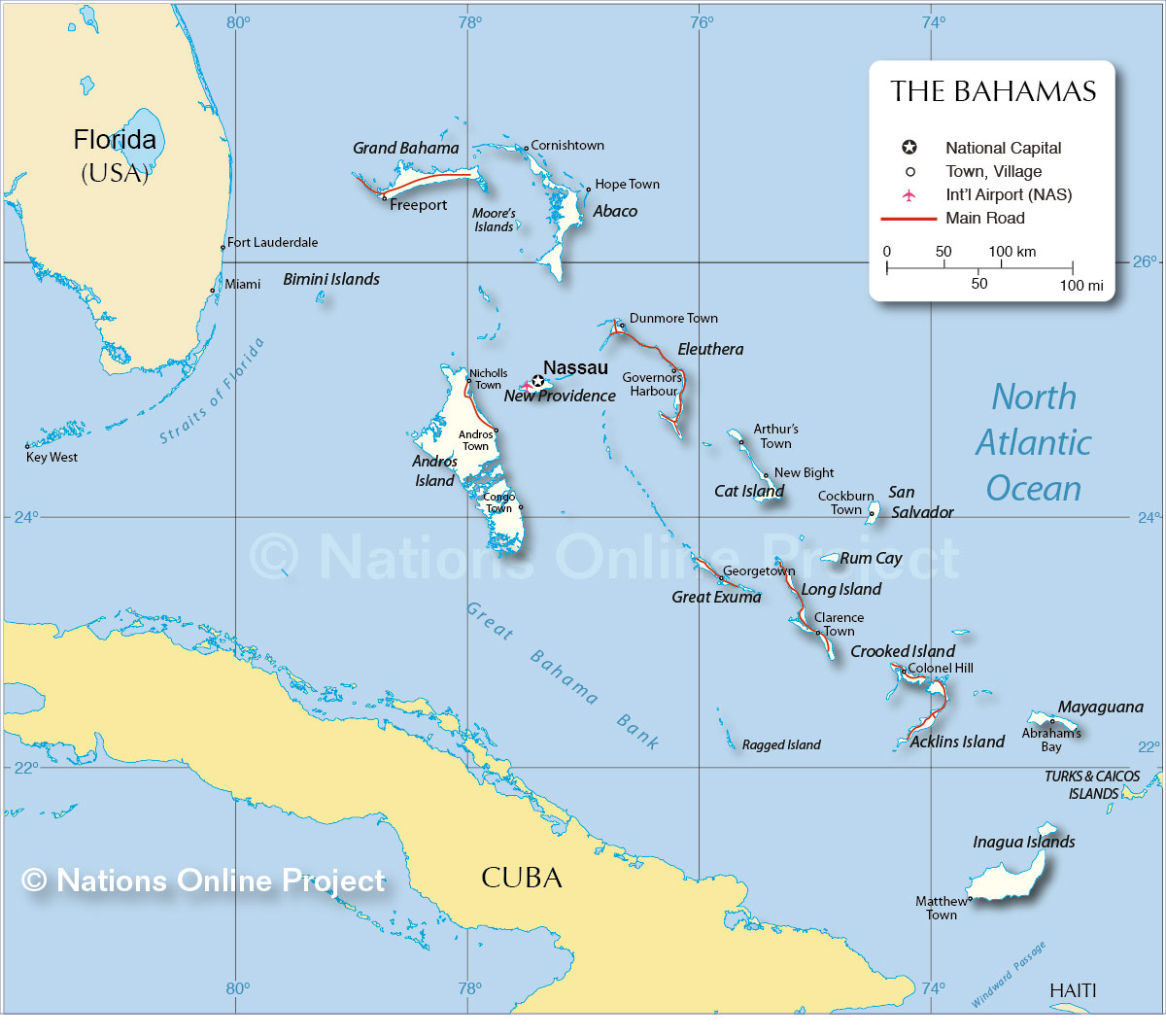 map of florida to bahamas Map Of The Bahamas Nations Online Project map of florida to bahamas