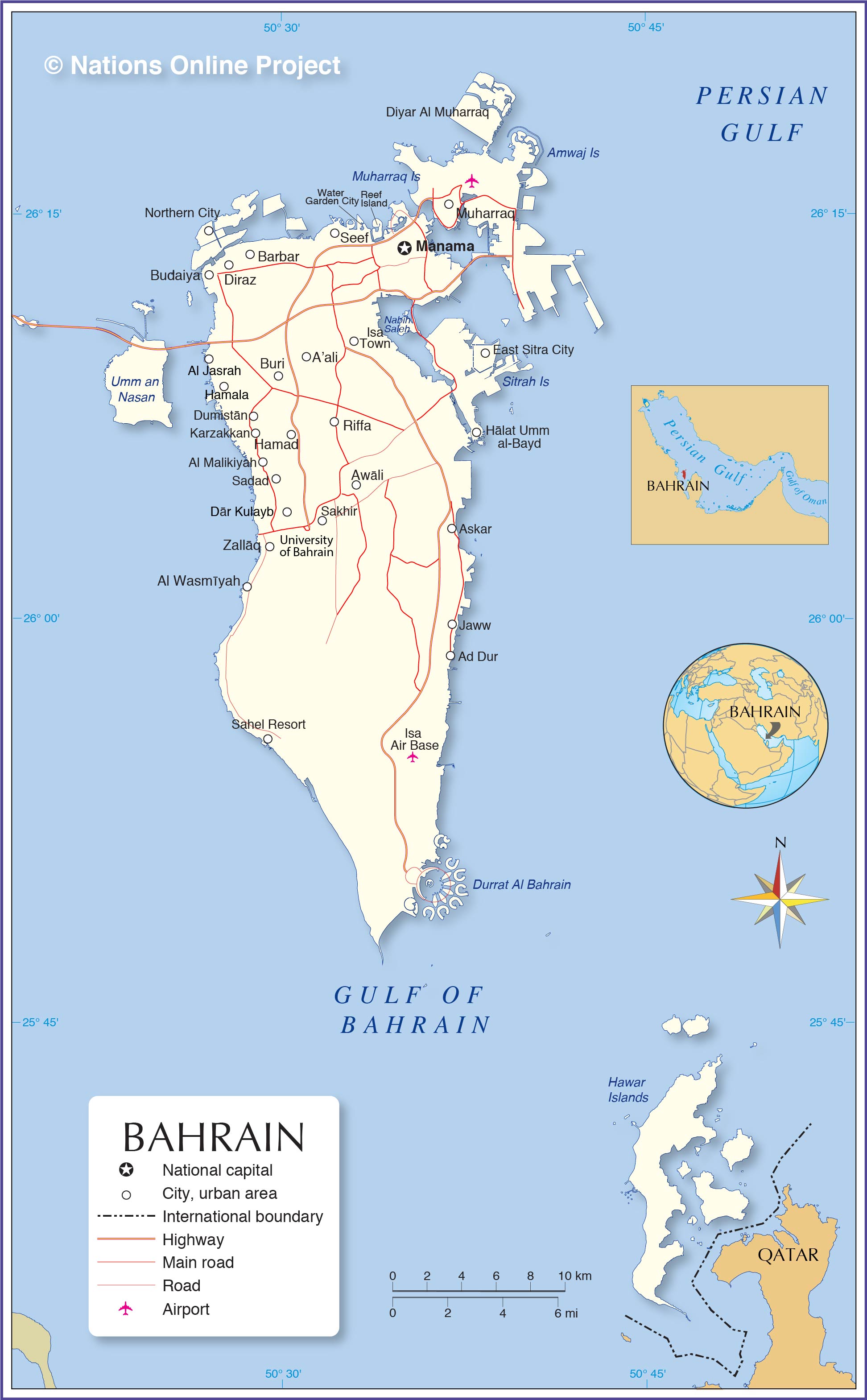 Map of Bahrain