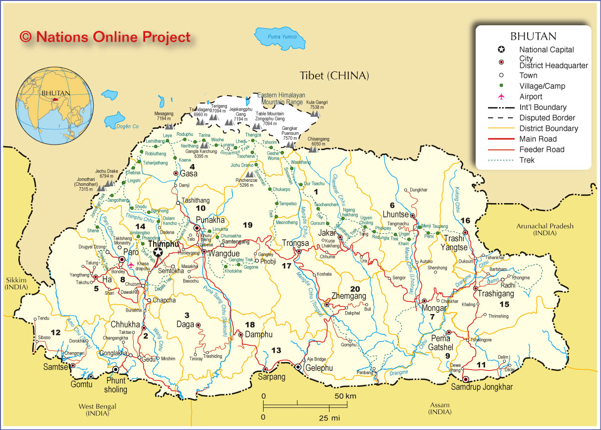 Map of Bhutan