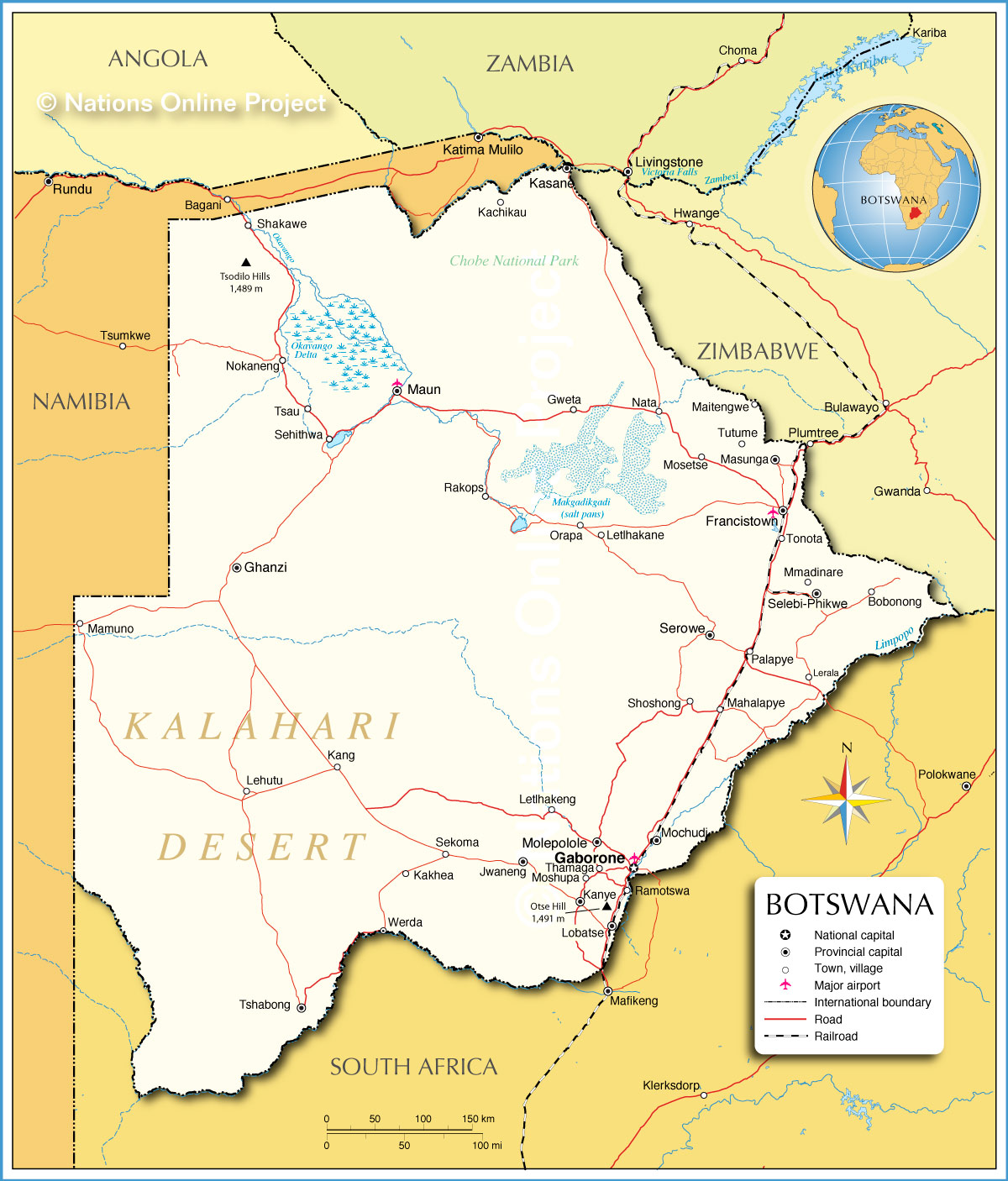 Political Map of Botswana