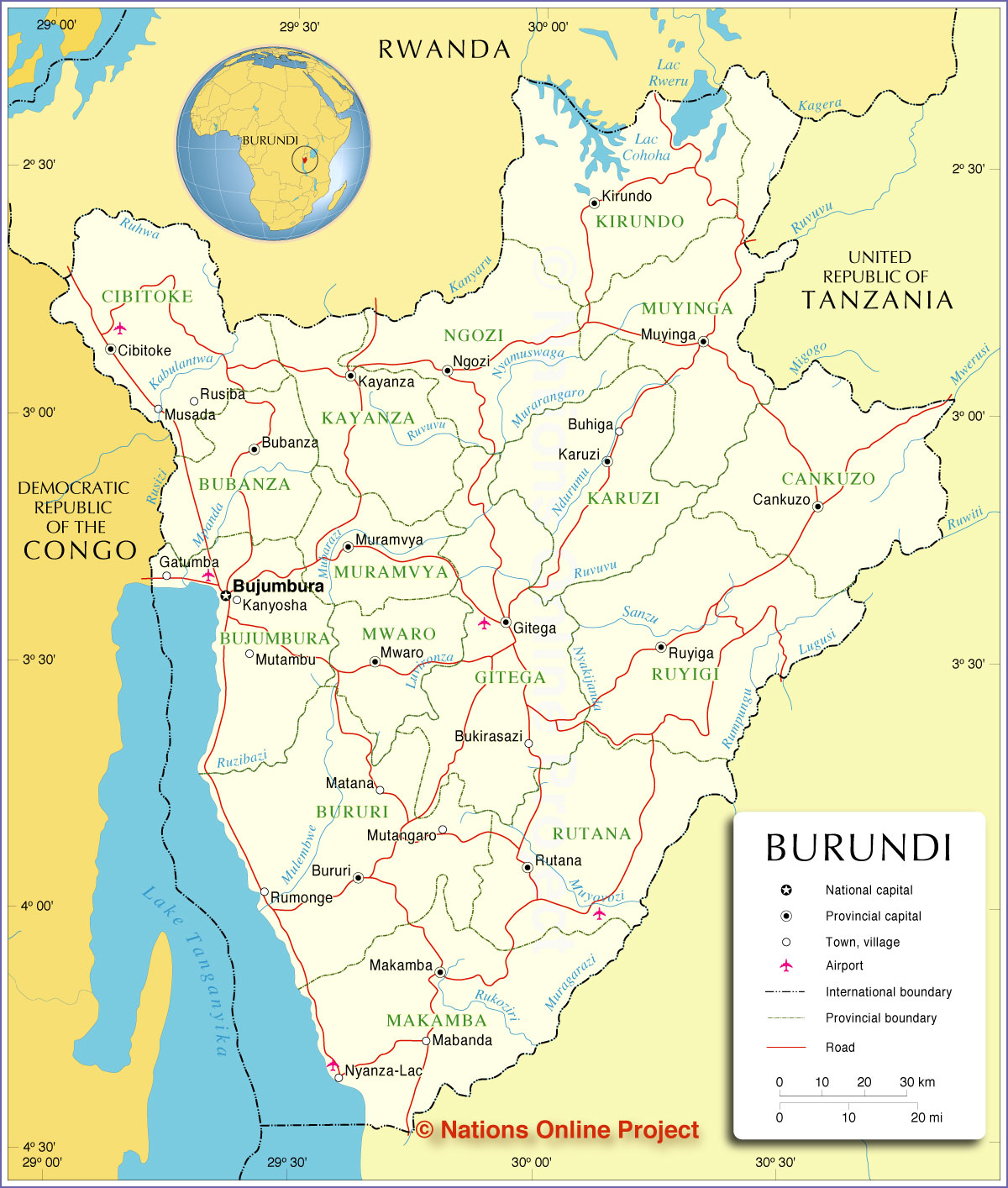 Administrative Map of Burundi - Nations Online Project