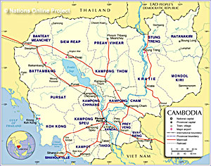 cambodia map key maps economic nationsonline